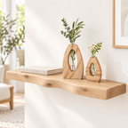 Solid Wood Live Edge Floating Shelf – Natural Wood Wall Display