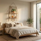 Two-Tier Macrame Floating Wall Shelf, Boho Plant Display