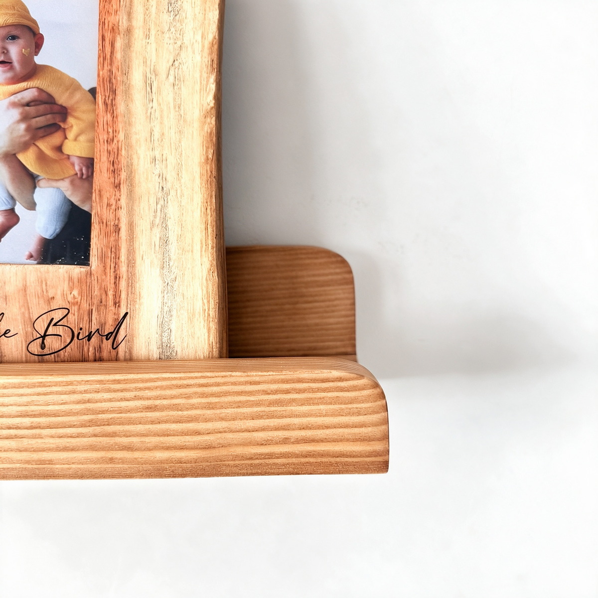 Solid Wood Floating Picture Ledge with Front Lip and Raised Back – Wall-Mounted Display Shelf for Photos, Art, Books and Décor