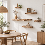 Solid Wood Live Edge Floating Shelf – Natural Wood Wall Display
