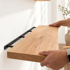 Solid Wood Floating WallShelf with Hidden Metal Bracket – Natural Wood Display Ledge in Multiple Lengths and Depths