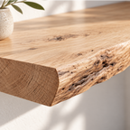 Natural Edge Solid Wood L-Shaped Corner Floating Shelf