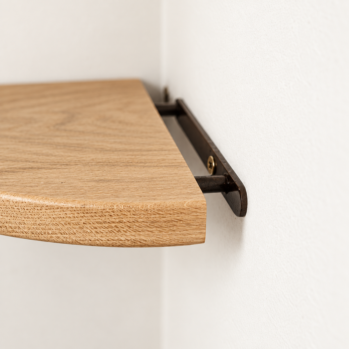 Solid Wood Triangular Corner Floating Shelf with Hidden Metal Bracket – Rounded-Edge Wall Display Shelf in Multiple Sizes
