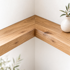 Solid Wood L-Shaped Floating Corner Shelf – Straight Edge Wall Storage