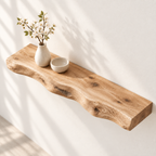 Solid Wood Live Edge Floating Shelf – Natural Wood Wall Display