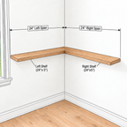 Solid Wood L-Shaped Floating Corner Shelf – Straight Edge Wall Storage