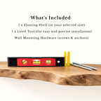 Solid Wood Live Edge Floating Shelf – Natural Wood Wall Display