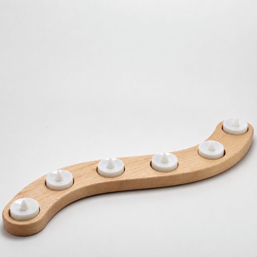Curved Maple Wood Candle Holder ,Natural Home Decor Gift