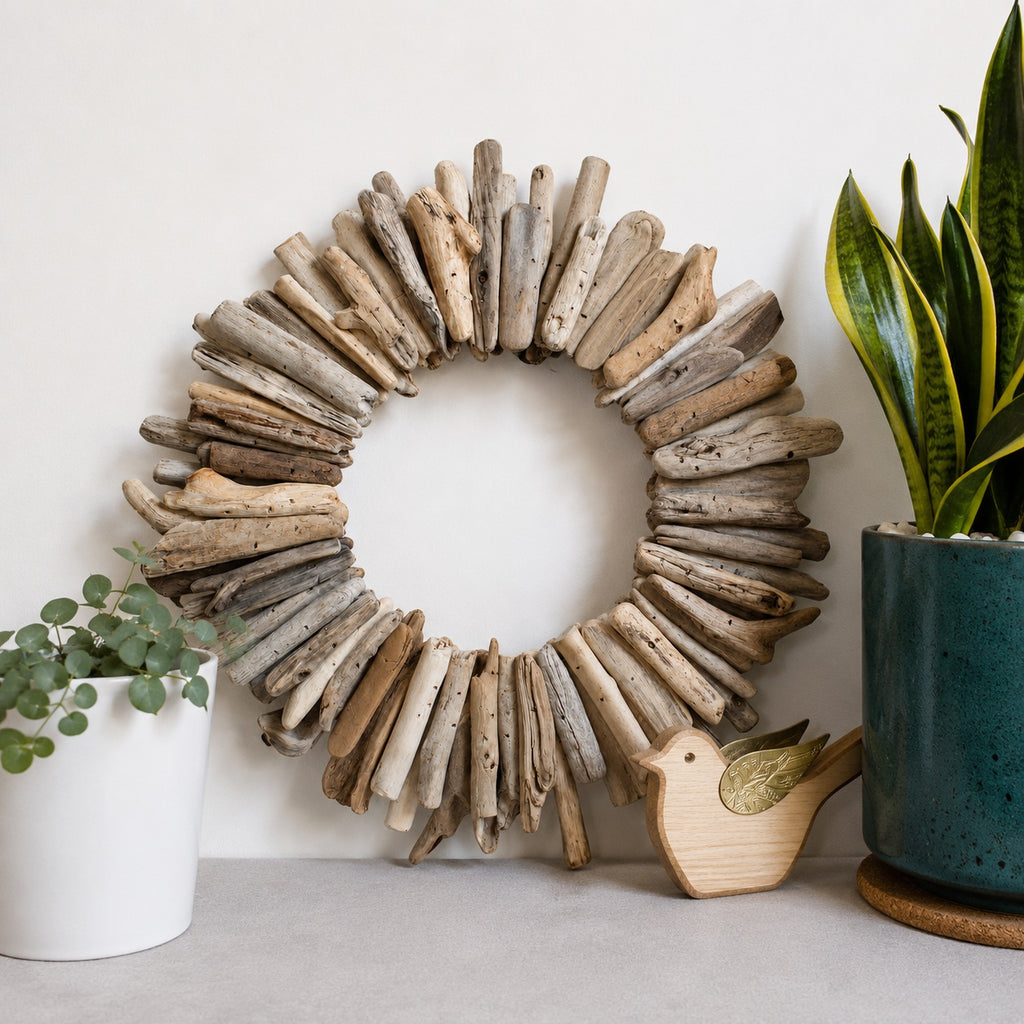 Authentic Driftwood Wreath, Coastal Handmade Wall Decor