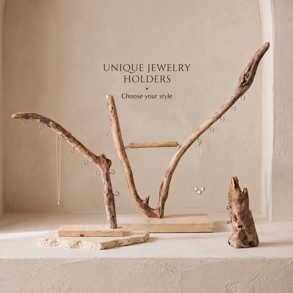 Handcrafted Driftwood Jewelry Holder, Necklace & Ring Display