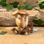 Hand Carved Wooden Mushroom Rustic Woodland Home Decor Ornament