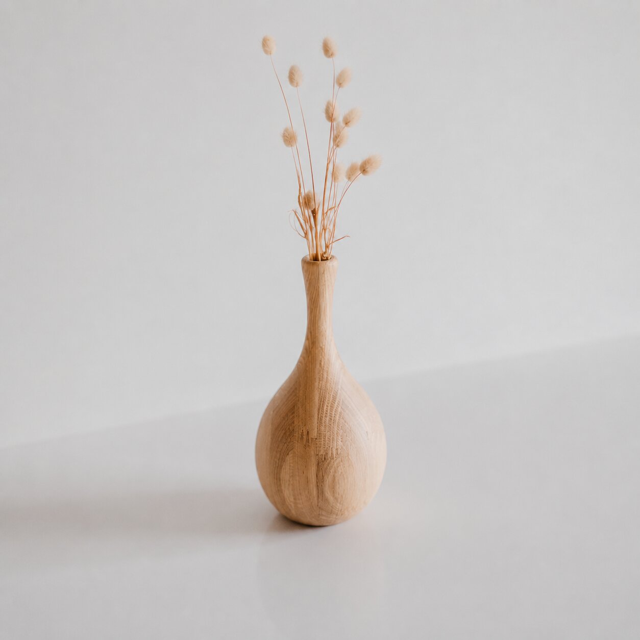 Hand Turned Oak Wood Vase, Minimalist Scandinavian Home Decor, Natural Accent