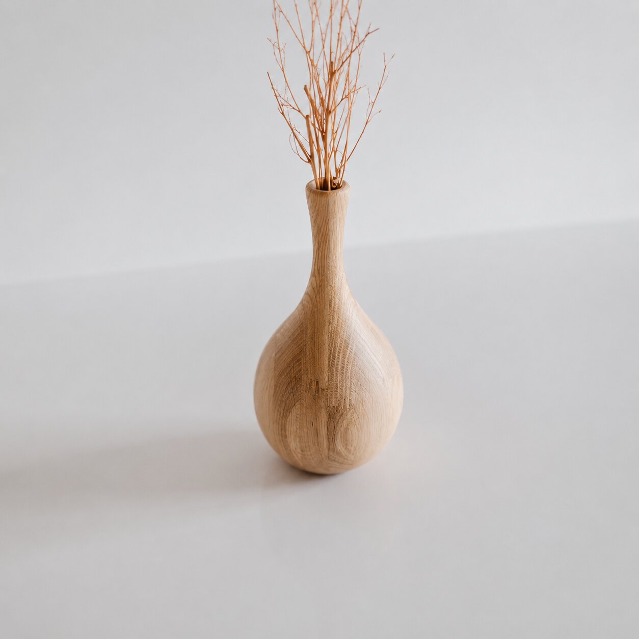 Hand Turned Oak Wood Vase, Minimalist Scandinavian Home Decor, Natural Accent