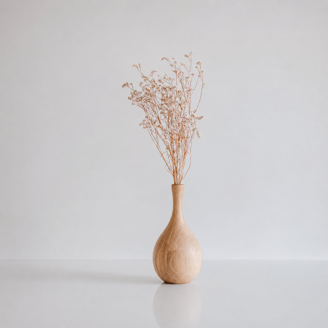 Hand Turned Oak Wood Vase, Minimalist Scandinavian Home Decor, Natural Accent