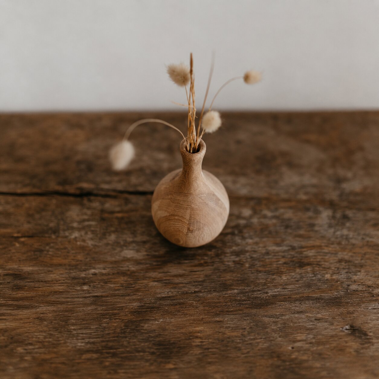 Hand Turned Oak Wood Vase, Minimalist Scandinavian Home Decor, Natural Accent