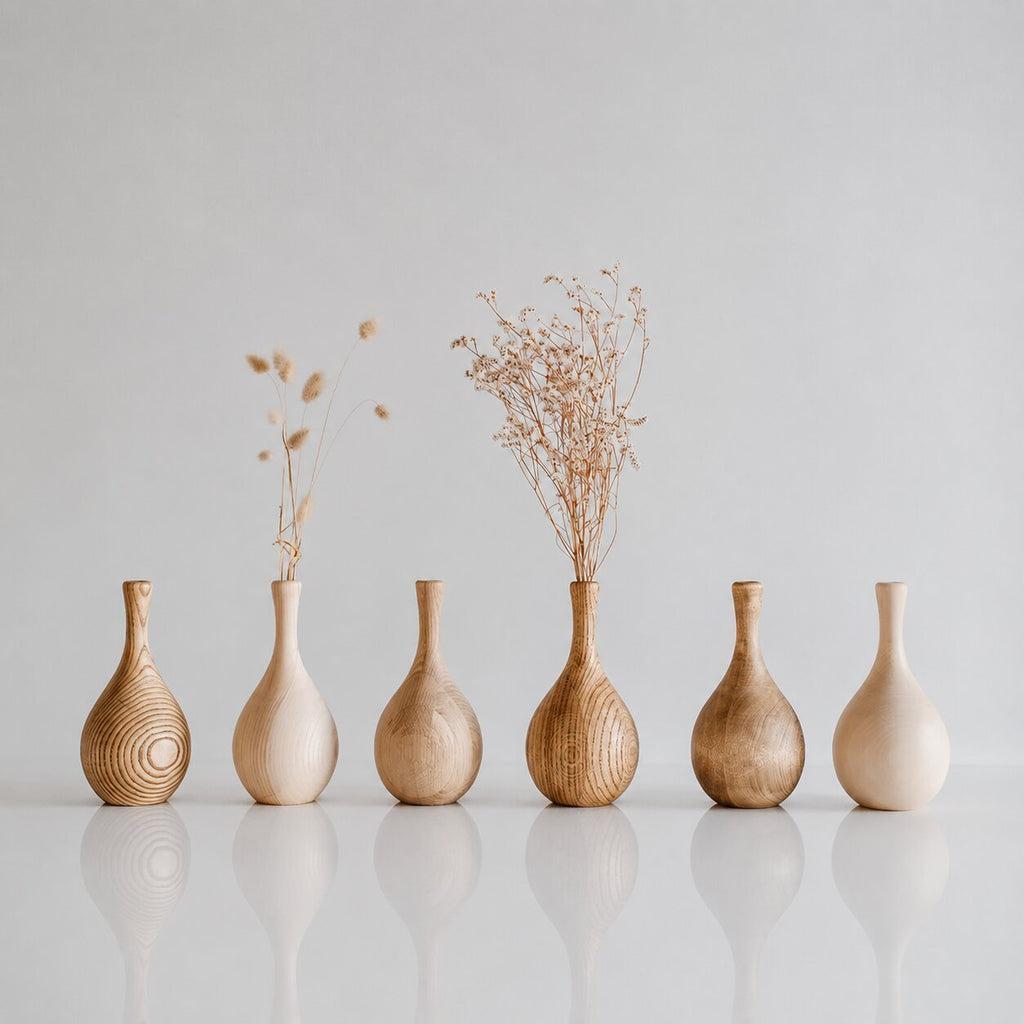 Hand Turned Oak Wood Vase, Minimalist Scandinavian Home Decor, Natural Accent