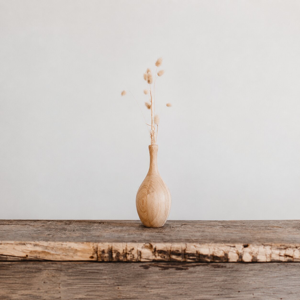 Hand Turned Oak Wood Vase, Minimalist Scandinavian Home Decor, Natural Accent