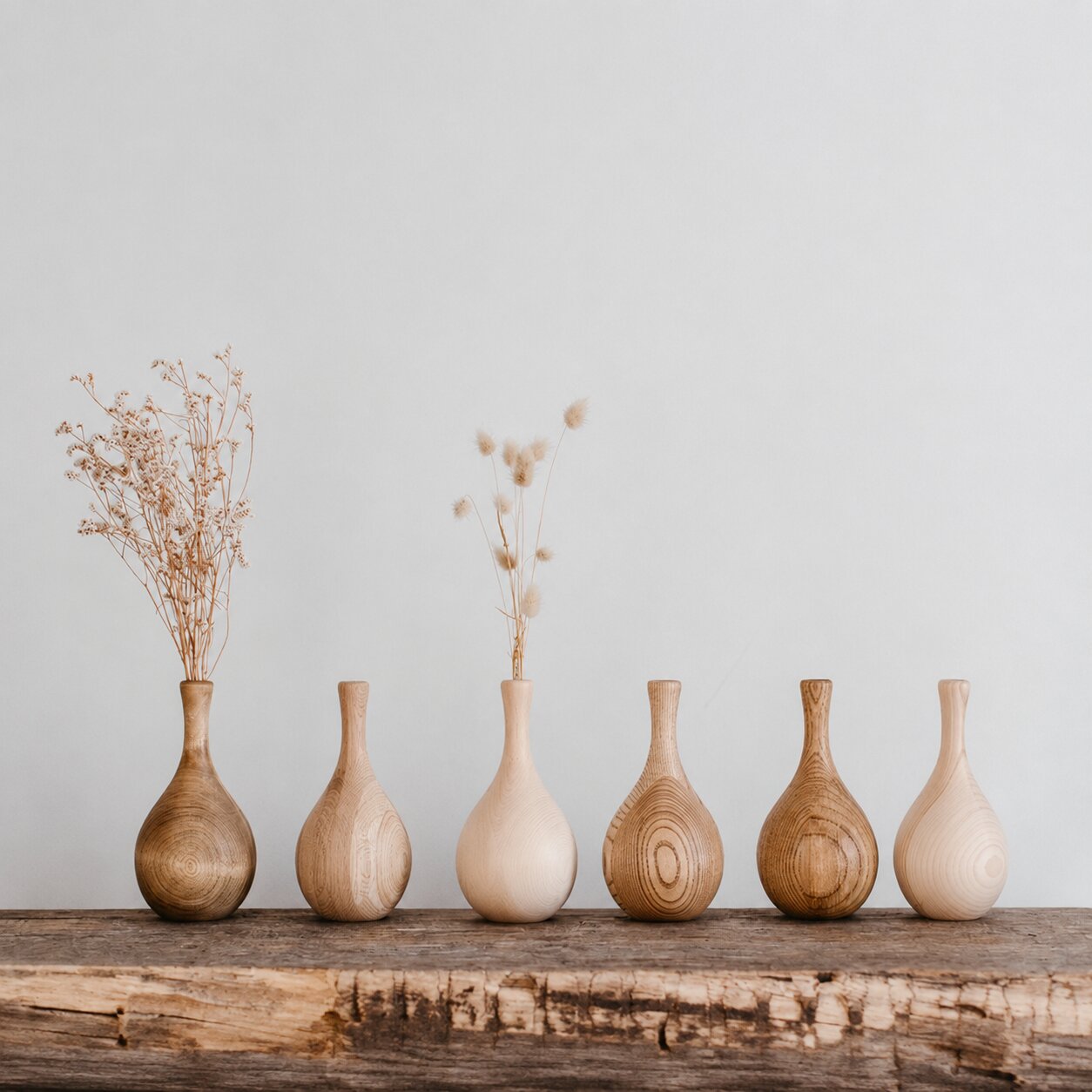 Hand Turned Oak Wood Vase, Minimalist Scandinavian Home Decor, Natural Accent