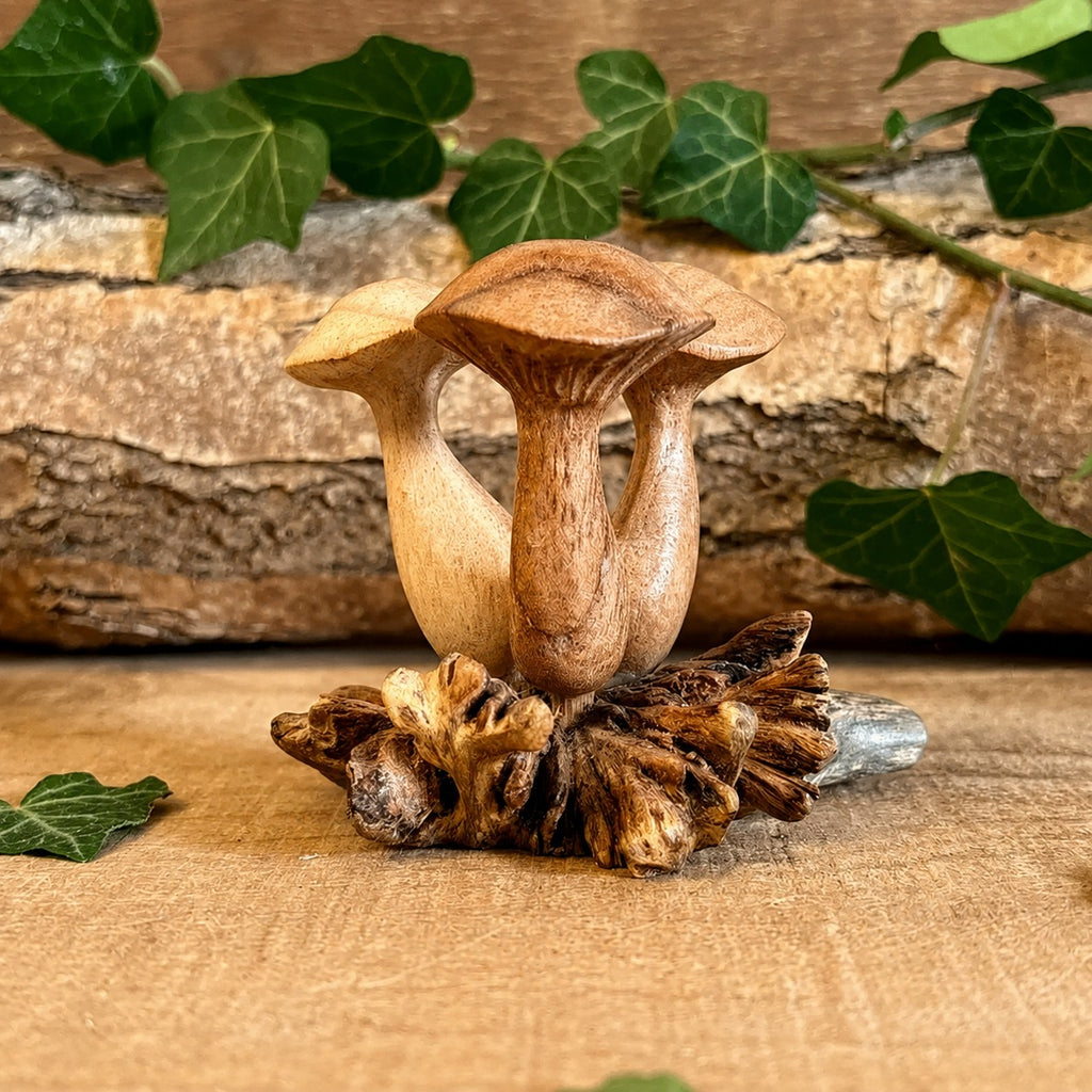 Hand Carved Wooden Mushroom Rustic Woodland Home Decor Ornament
