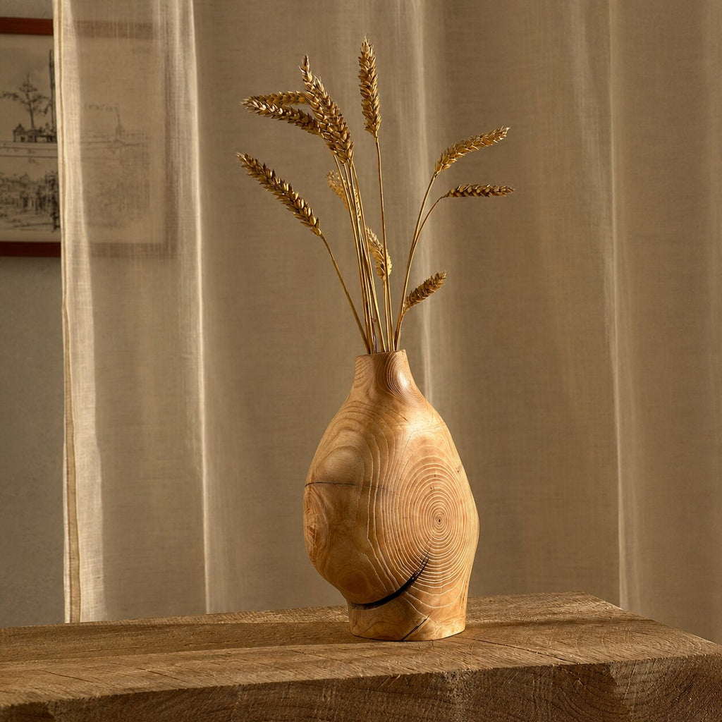 Hand Carved Wood Vessel, Abstract Organic Sculpture, Natural Minimalist Home Decor