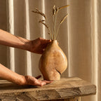 Hand Carved Wood Vessel, Abstract Organic Sculpture Home Decor