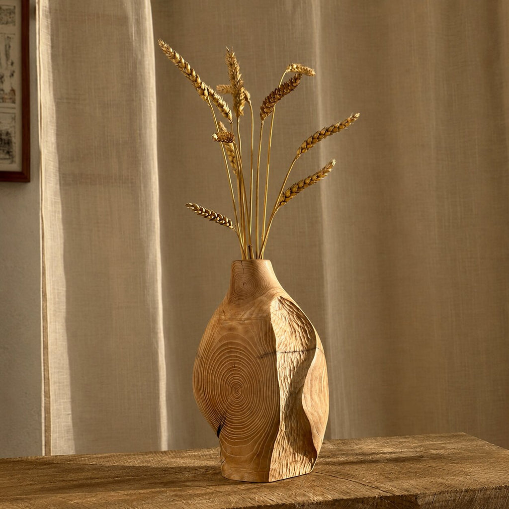 Hand Carved Wood Vessel, Abstract Organic Sculpture, Natural Minimalist Home Decor
