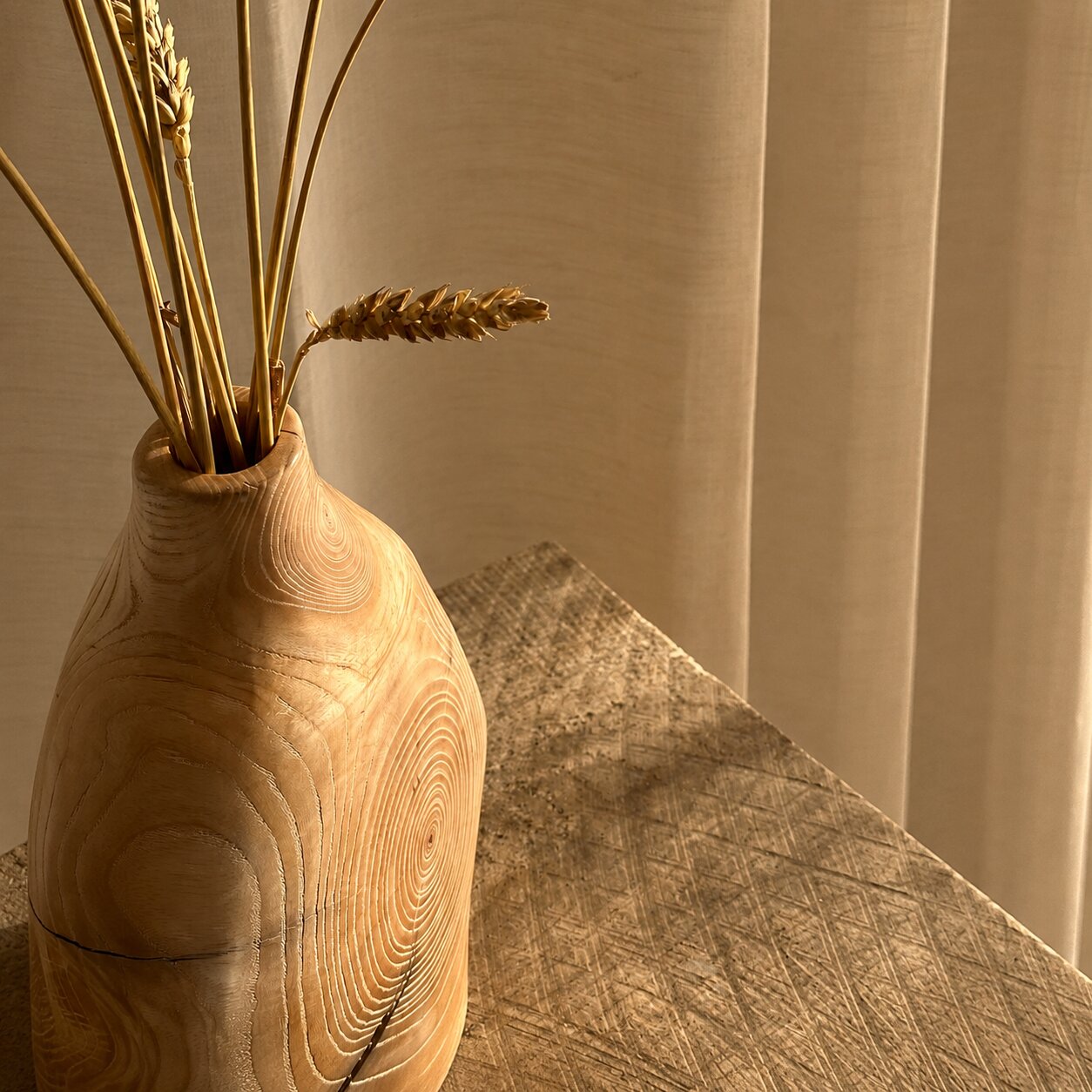 Hand Carved Wood Vessel, Abstract Organic Sculpture, Natural Minimalist Home Decor