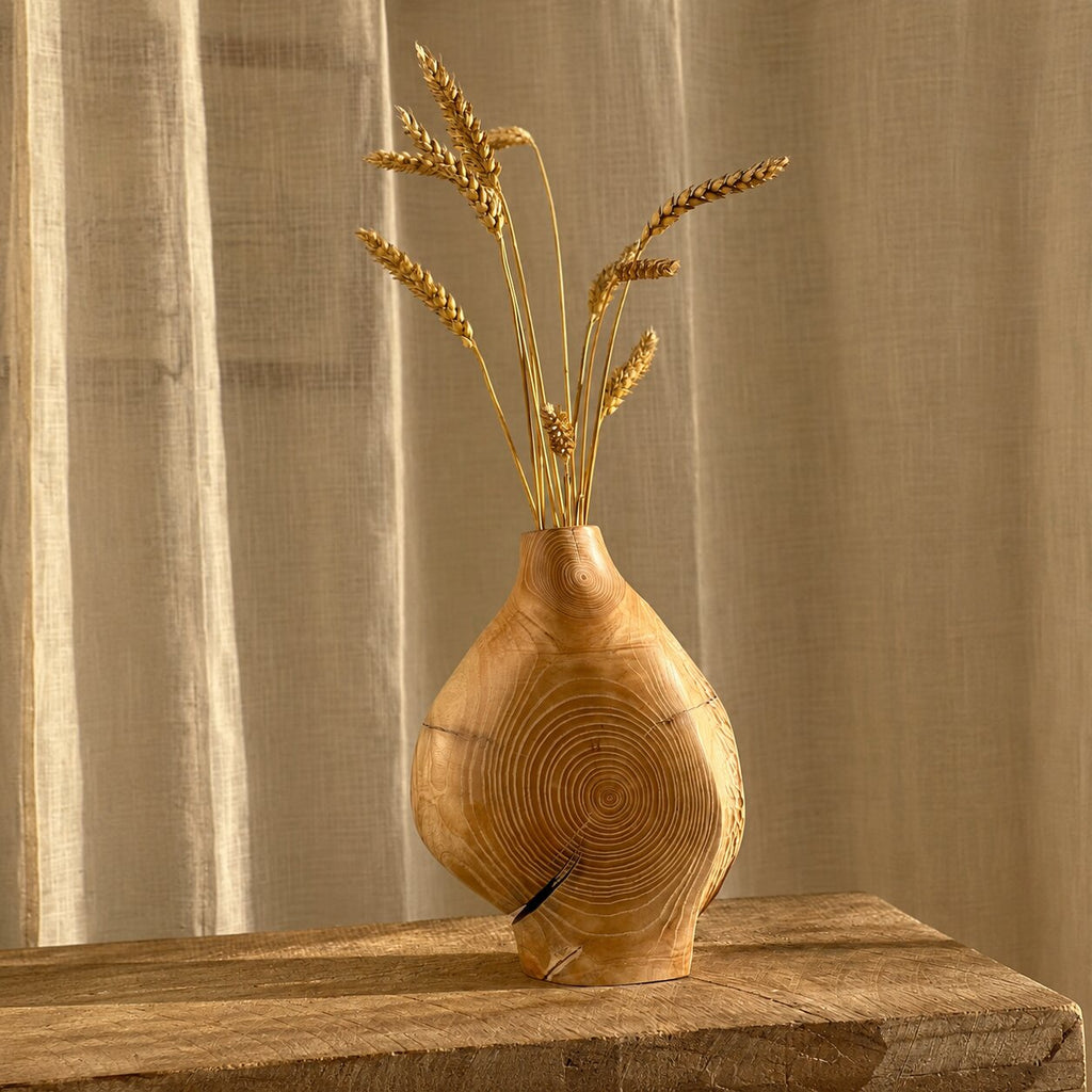 Hand Carved Wood Vessel, Abstract Organic Sculpture, Natural Minimalist Home Decor