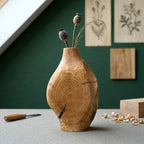 Hand Carved Wood Vessel, Abstract Organic Sculpture Home Decor