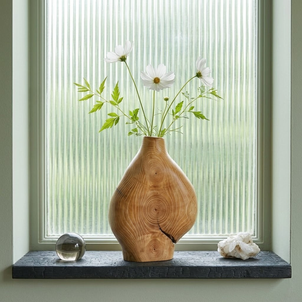 Hand Carved Wood Vessel, Abstract Organic Sculpture Home Decor