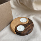 Yin Yang Wooden Tealight Holder Set