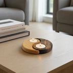 Yin Yang Wooden Tealight Holder Set