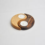 Yin Yang Wooden Tealight Holder Set