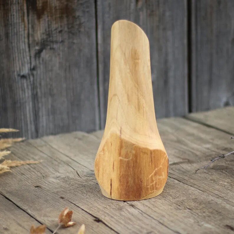 Carved Walnut Wood Vase, Organic Floral Display Piece, Natural Rustic Home Accent