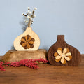 Handmade Wooden Bud Vase, Rustic Flower Inlay Decor, Dried Flower Display Accent