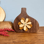Handmade Wooden Bud Vase, Rustic Flower Inlay Decor, Dried Flower Display Accent