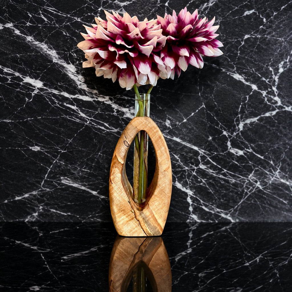 Handmade Wooden Bud Vase, Rustic Flower Twig Display, Unique Home Decor Anniversary Gift