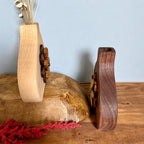 Handmade Wooden Bud Vase, Rustic Flower Inlay Decor, Dried Flower Display Accent