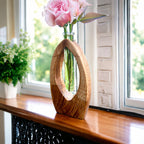 Handmade Wooden Vase, Rustic Floral Twig Display, Anniversary Gift