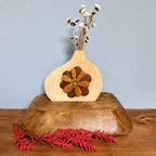 Handmade Wooden Bud Vase, Rustic Flower Inlay Decor, Dried Flower Display Accent
