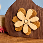 Handmade Wooden Bud Vase, Rustic Flower Inlay Decor, Dried Flower Display Accent