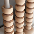 Three-Piece Wooden Candlestick Holder Set, Rustic Farmhouse Decor