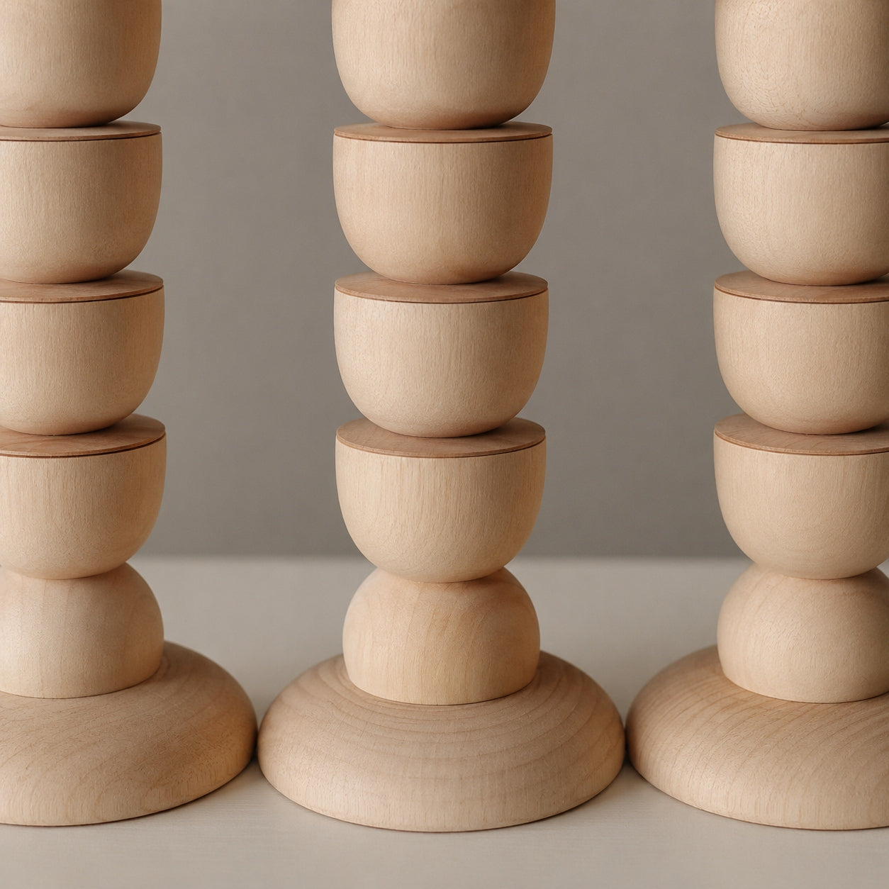 Wooden Candlestick Holder Set of 3, Natural Rustic Candle Stand, Farmhouse Home Accent Gift for Special Occasions