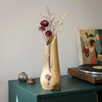 Carved Walnut Wood Vase, Organic Floral Display, Rustic Home Decor
