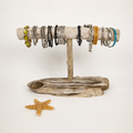 Handcrafted Driftwood Jewelry Holder, Natural Bracelet Display Stand, Coastal Wood Decor
