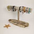 Handcrafted Driftwood Jewelry Holder, Coastal Bracelet Display Stand