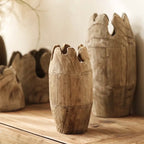 Large Cylindrical Wooden Flower Vase, Natural Home Centerpiece