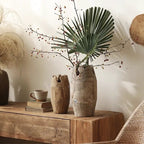 Large Cylindrical Wooden Flower Vase, Natural Home Centerpiece