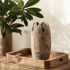 Large Cylindrical Wooden Flower Vase, Natural Home Centerpiece