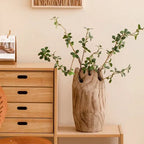 Large Cylindrical Wooden Flower Vase, Natural Home Centerpiece
